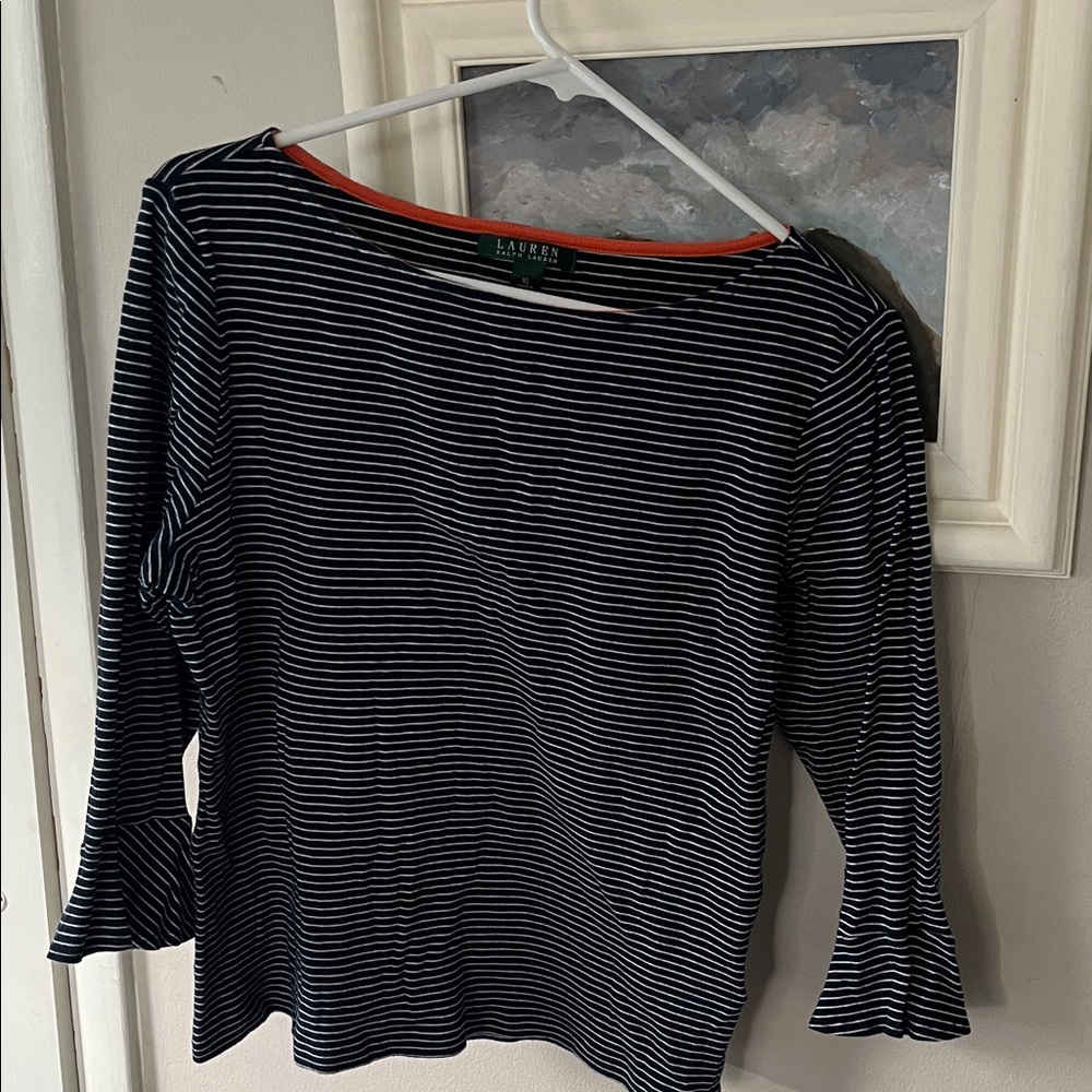 USA CLASSIC Ralph Lauren Navy/White Striped MidSleeve Top